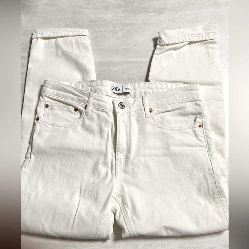 Zara white knee cut jeans sz 6 worn once
